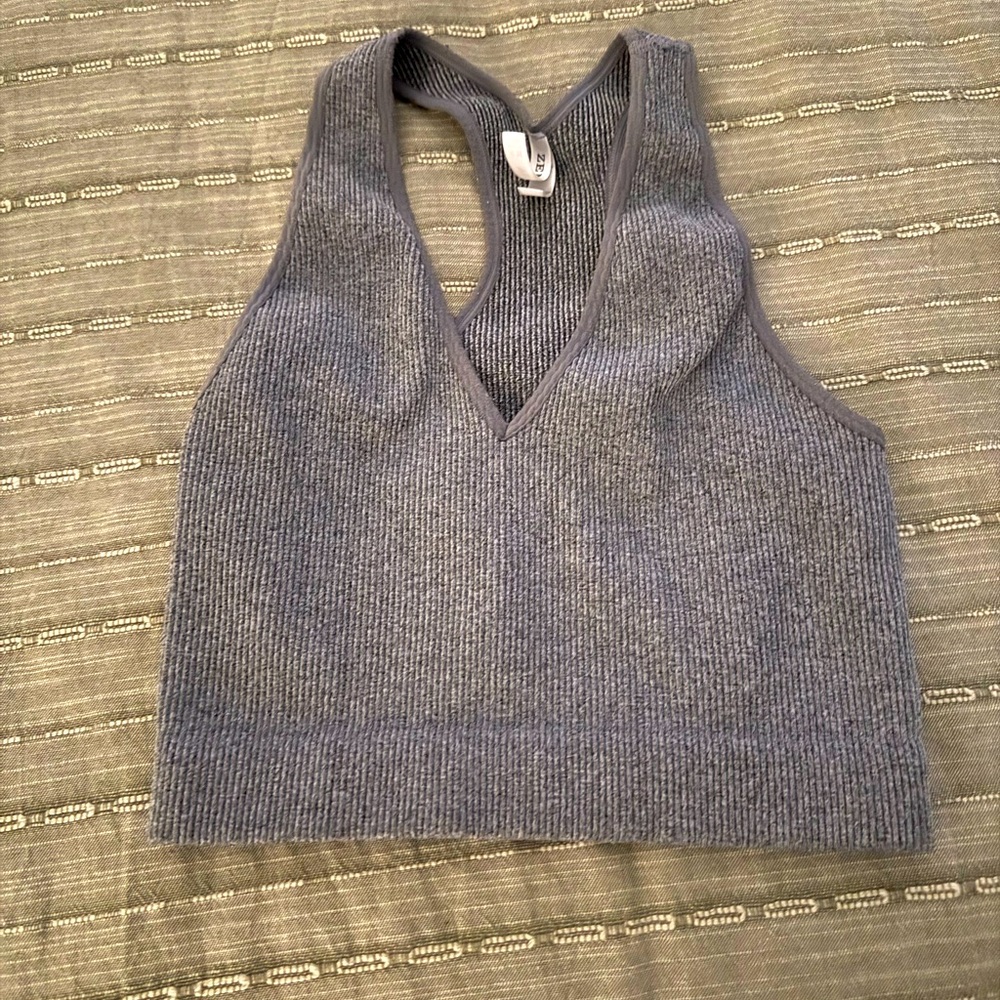 Gray Ribbed Knit Tank Top S/M